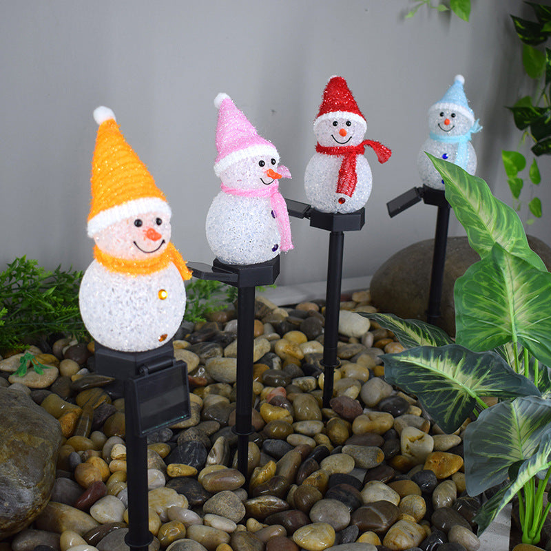 Solar Rice Ball Snowman LED Floor Lamp