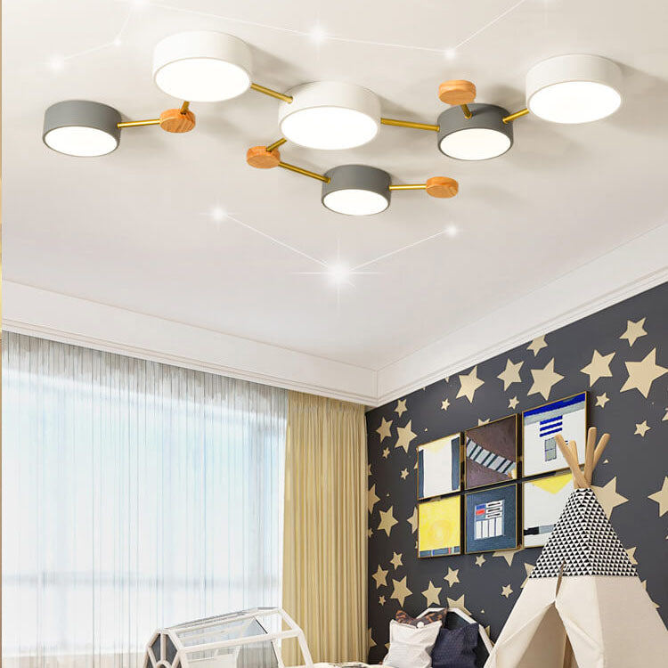 Nordic Solid Wood LED Flush Mount Ceiling Light