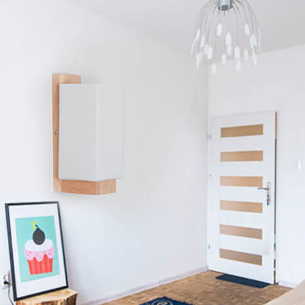 Minimalist Square Solid Wood Wall Sconce
