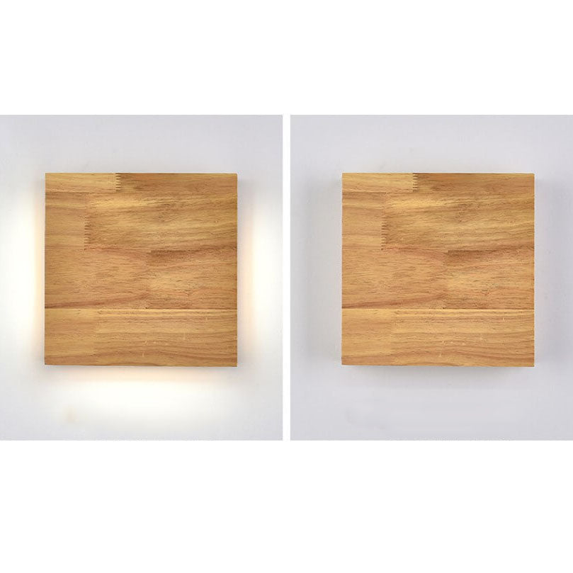 Wabi-Sabi Rectangular Wood LED Wall Sconce