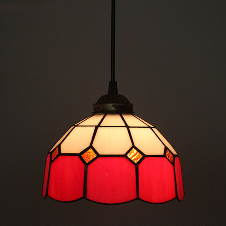 Tiffany Traditional Round Glass Pendant Light