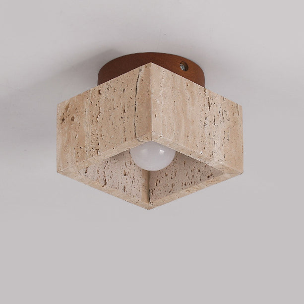 Wabi-Sabi Column Wood Semi-Flush Ceiling Light