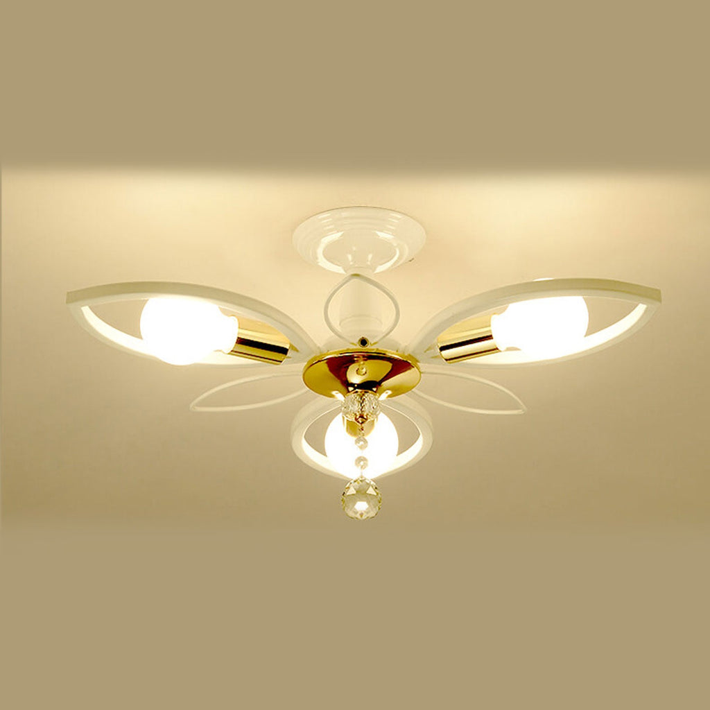 Nordic Light Luxury Wrought Iron Crystal 6/8-Light Flush Mount Ceiling Light