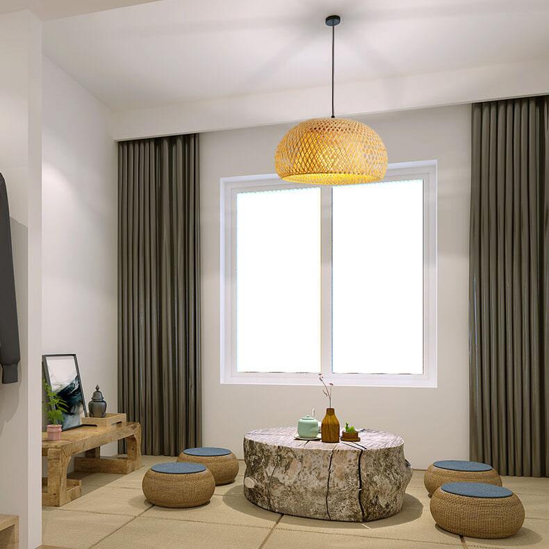 Single Dome Rattan Pendant Light