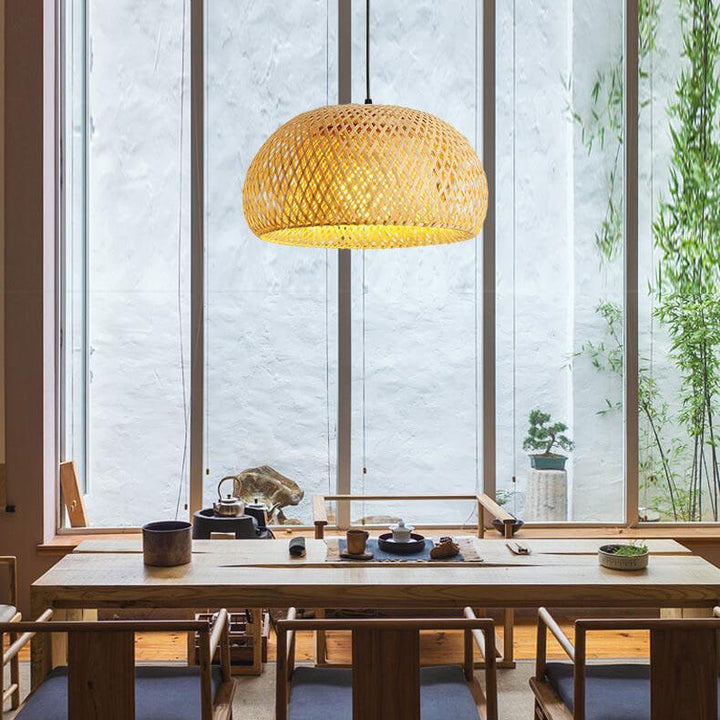 Single Dome Rattan Pendant Light