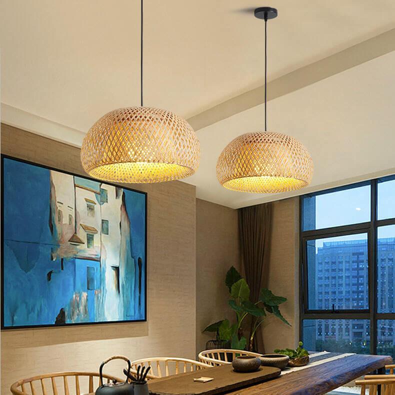 Single Dome Rattan Pendant Light