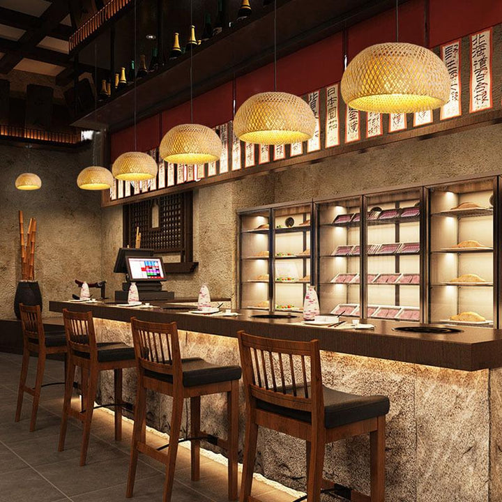 Single Dome Rattan Pendant Light