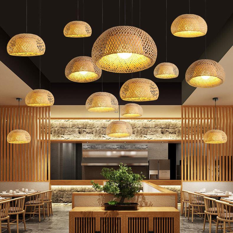 Single Dome Rattan Pendant Light