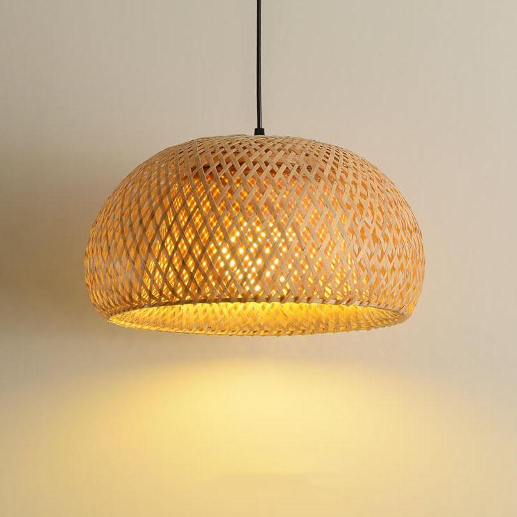 Single Dome Rattan Pendant Light