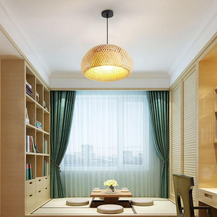 Single Dome Rattan Pendant Light