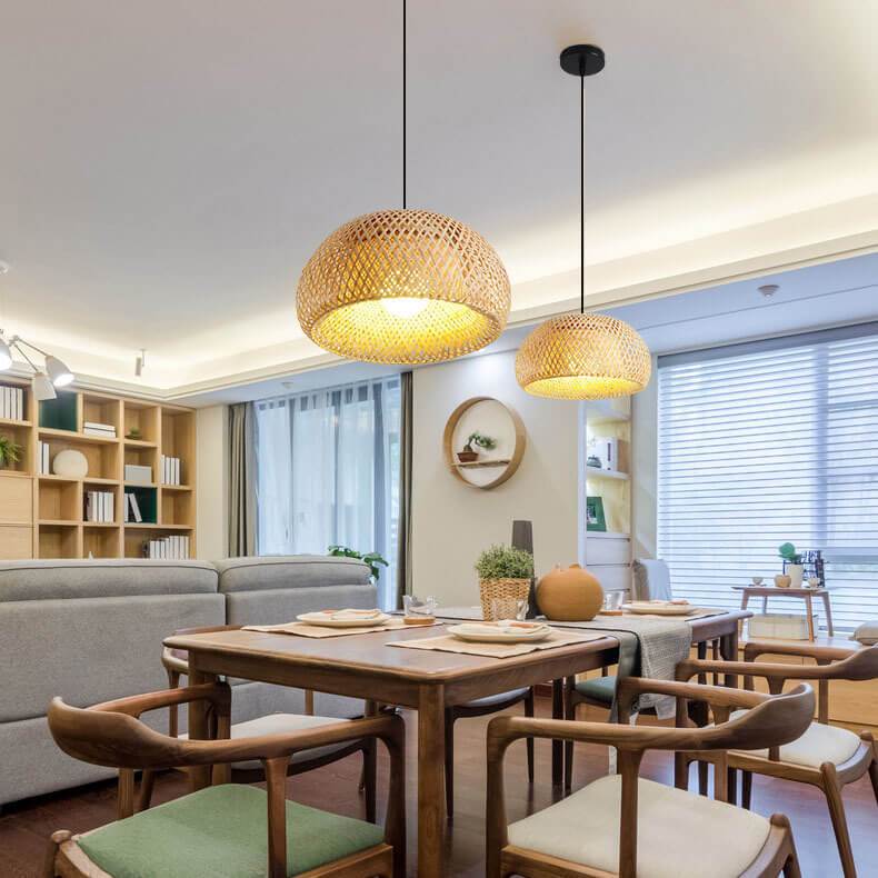 Single Dome Rattan Pendant Light