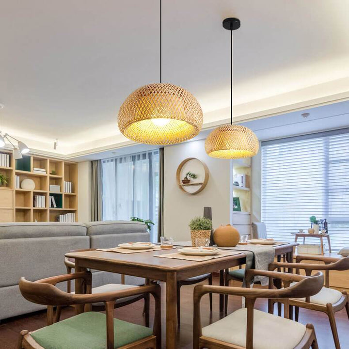 Single Dome Rattan Pendant Light