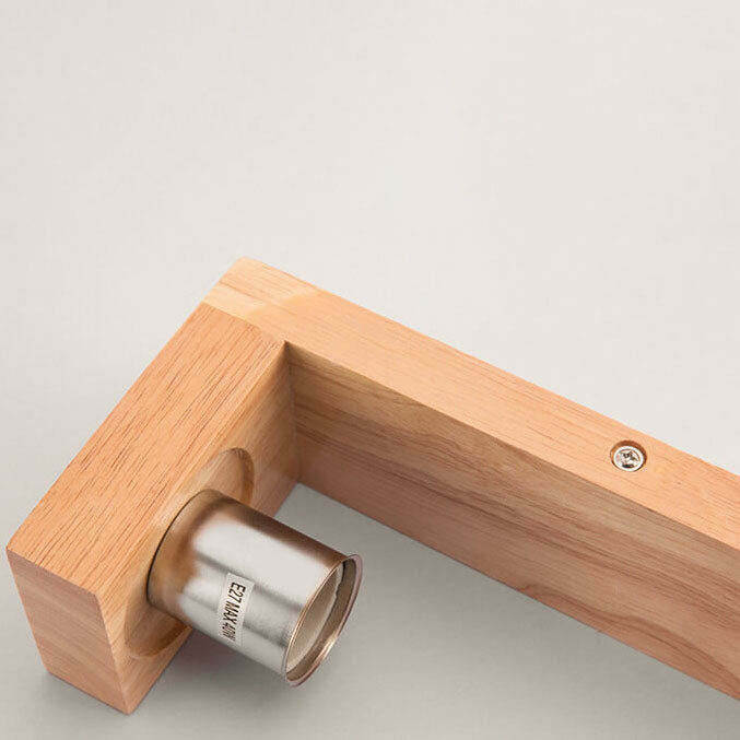 Minimalist Square Solid Wood Wall Sconce