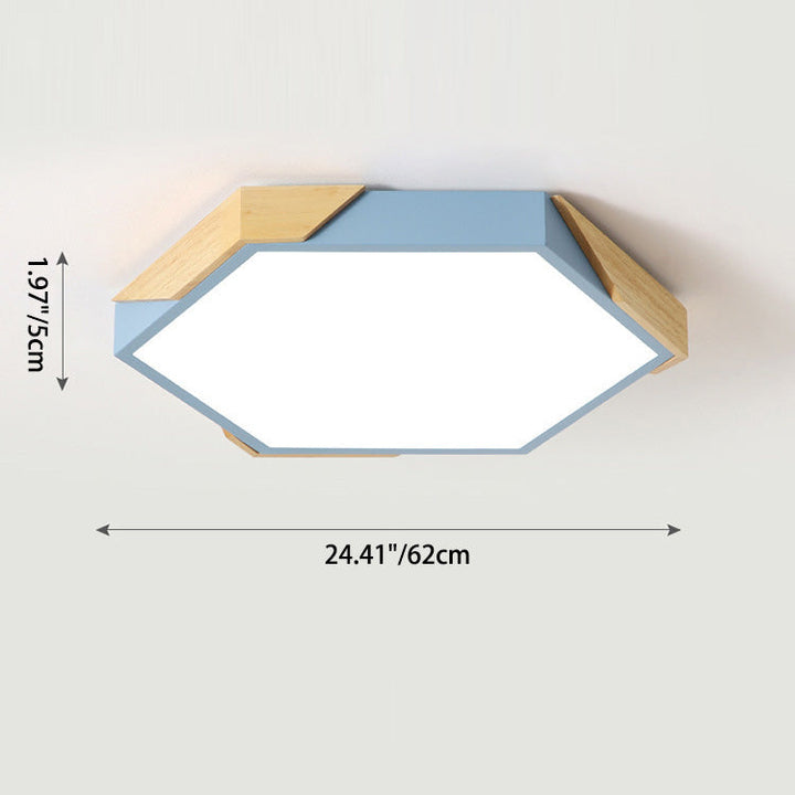 Hexagonal Nordic Wood LED Flush Mount Ceiling Light