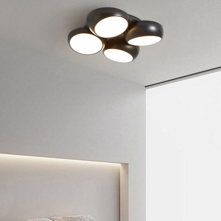 Black Nordic Round Iron LED Semi-Flush Ceiling Light