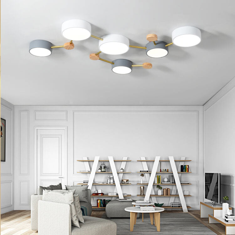 Nordic Solid Wood LED Flush Mount Ceiling Light