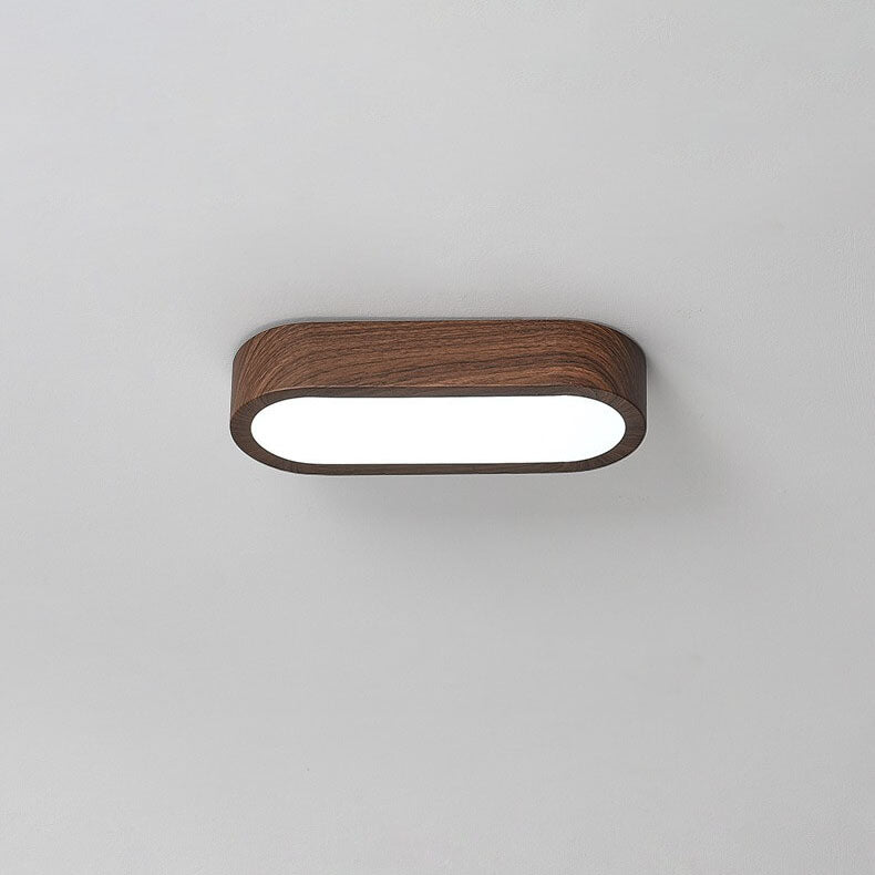 Minimalist Oval Wood LED Flush Mount Ceiling Light