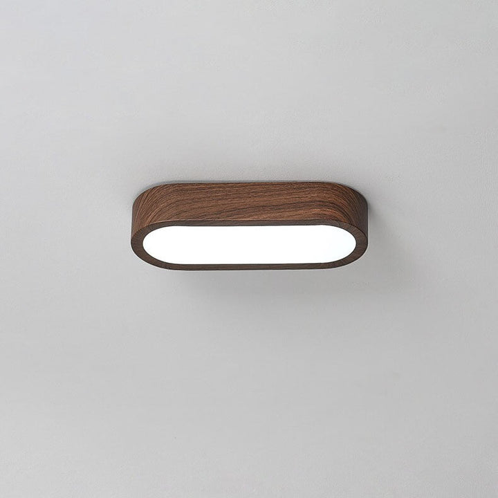 Minimalist Oval Wood LED Flush Mount Ceiling Light