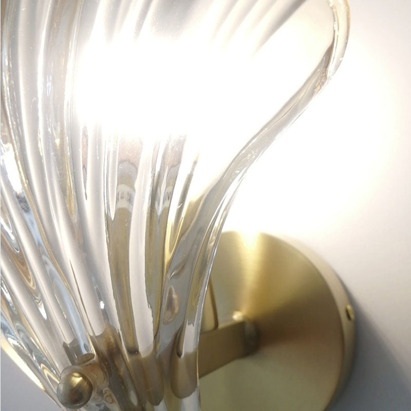 Art Deco Shell Brass Wall Sconce