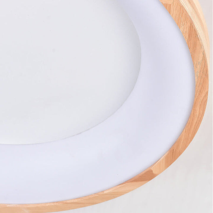 Minimalist Round Wood LED Flush Mount Ceiling Light