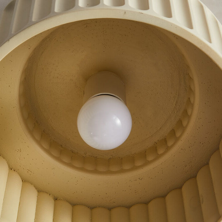 Contemporary Nordic Cream Style Hand Sculpted Stripes Resin Round 1-Light Flush Mount Ceiling Light For Entryway