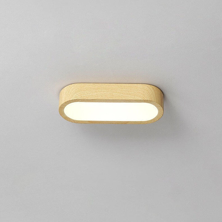 Minimalist Oval Wood LED Flush Mount Ceiling Light