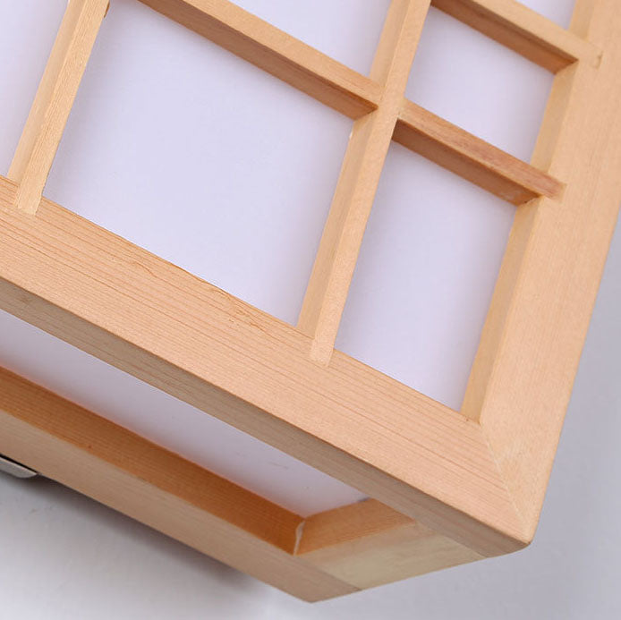 Japanese Traditional Solid Wood LED Wall Sconce