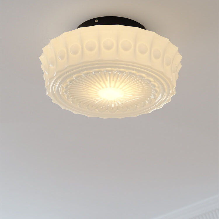 Traditional Round Glass LED Semi-Flush Ceiling Light