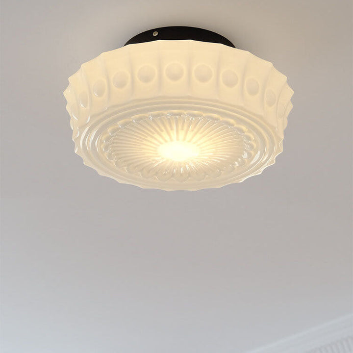 Traditional Round Glass LED Semi-Flush Ceiling Light