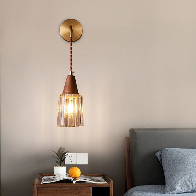 Traditional Cylinder Walnut Wall Sconce