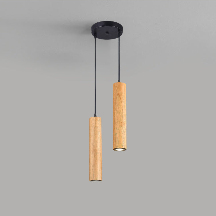 Minimalist Cylinder Wood LED Pendant Light