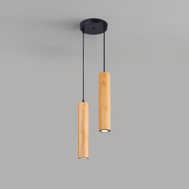Minimalist Cylinder Wood LED Pendant Light