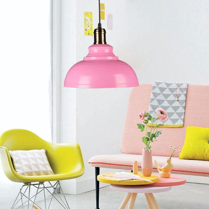 Industrial Contemporary Round Iron Pendant Light