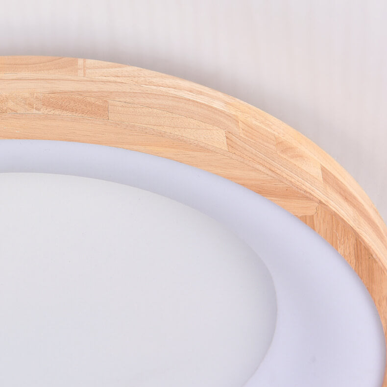 Minimalist Round Wood LED Flush Mount Ceiling Light