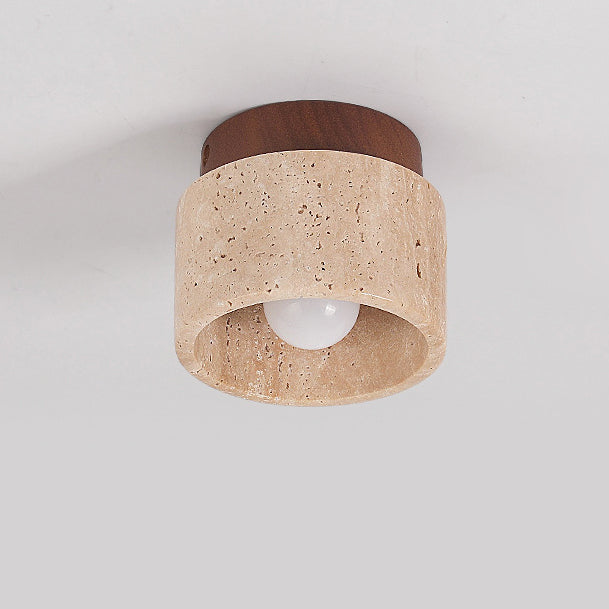 Wabi-Sabi Column Wood Semi-Flush Ceiling Light