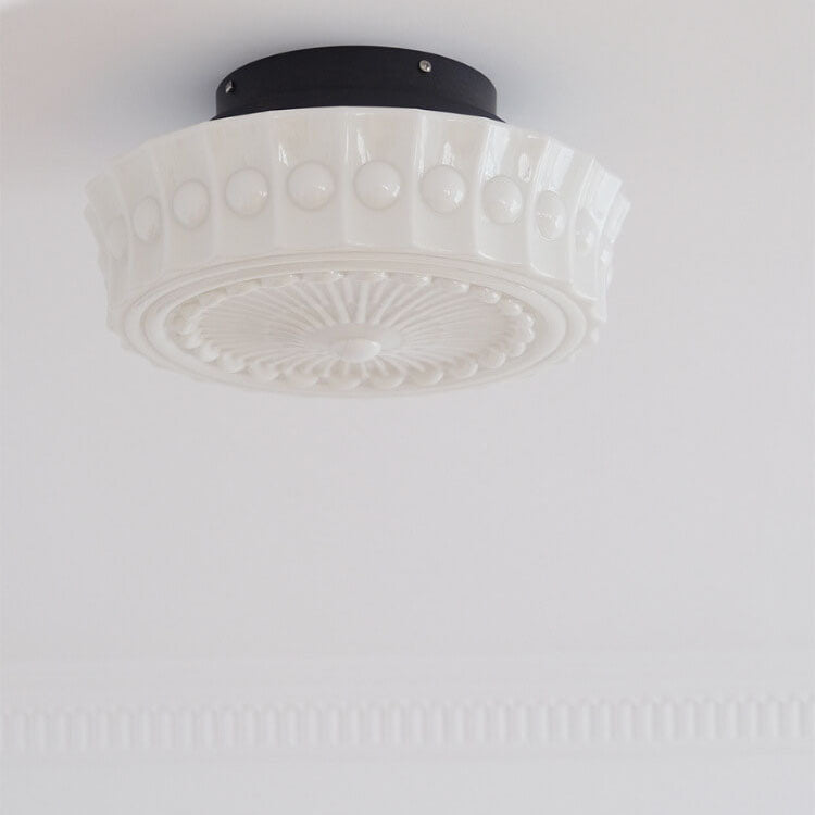 Traditional Round Glass LED Semi-Flush Ceiling Light