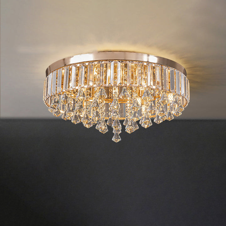 Modern Round Crystal 9-Light Flush Mount Ceiling Light