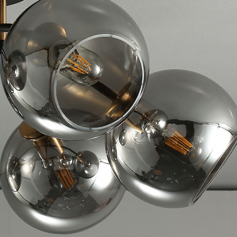 Modern Luxury Iron Glass Magic Bean Round 4/6/8 Light Semi-Flush Mount Ceiling Light For Bedroom