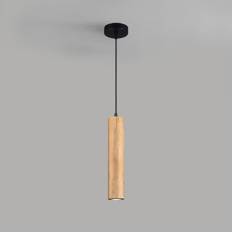 Minimalist Cylinder Wood LED Pendant Light
