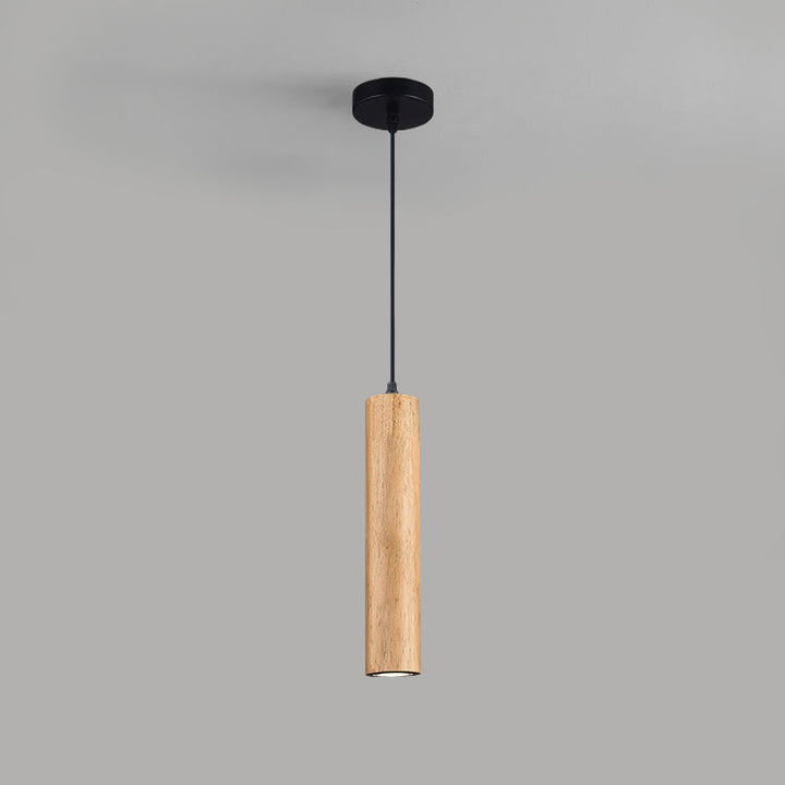 Minimalist Cylinder Wood LED Pendant Light
