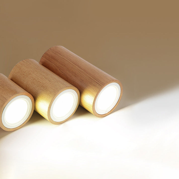 Nordic Tube Wood LED Flush Mount Ceiling Light