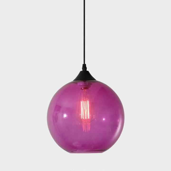 Stained Minimalist Round Glass Pendant Light