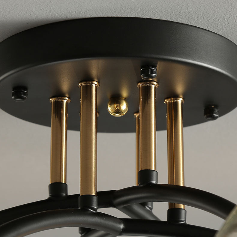 Modern Luxury Iron Glass Magic Bean Round 4/6/8 Light Semi-Flush Mount Ceiling Light For Bedroom