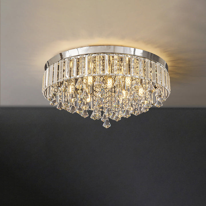 Modern Round Crystal 9-Light Flush Mount Ceiling Light