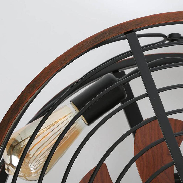 Industrial Cylinder Wrought Iron 4-Light Ceiling Fan Light