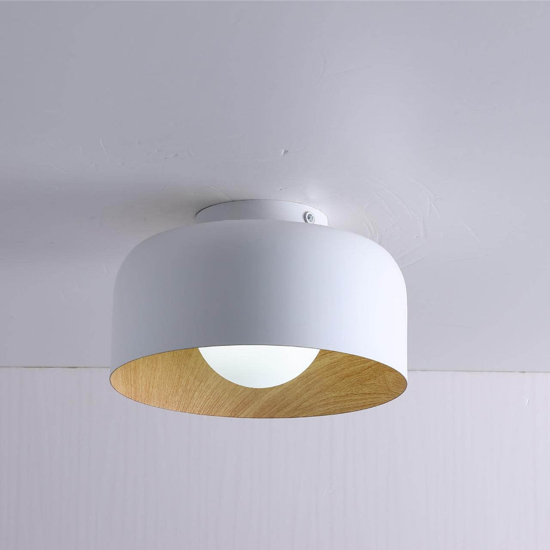 Minimalist Dome Wood Semi-Flush Ceiling Light