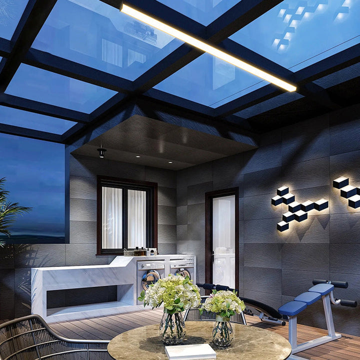 Long Minimalist Aluminum LED Flush Mount Ceiling Light
