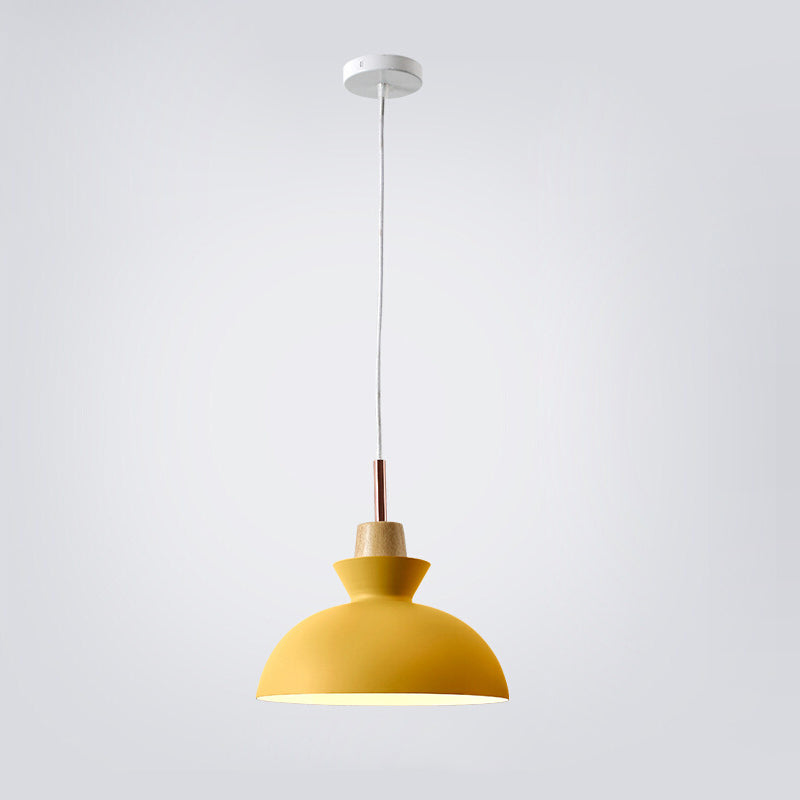 Contemporary Dome Wood Pendant Light