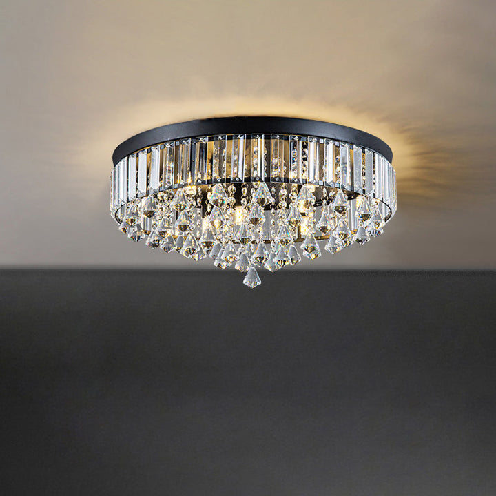 Modern Round Crystal 9-Light Flush Mount Ceiling Light