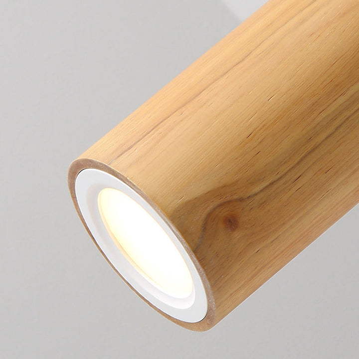 Nordic Tube Wood LED Flush Mount Ceiling Light